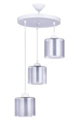 551ÇB-3 ÜÇLÜ BEYAZ AVİZE ÇİFT CAM FÜME