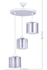 551ÇB-3 ÜÇLÜ BEYAZ AVİZE ÇİFT CAM FÜME