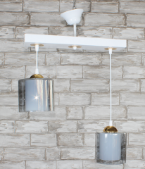 551SB-2 İKİLİ SIRALI BEYAZ AVİZE ÇİFT CAM FÜME